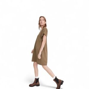 Madewell Crinkle Gauze Dolman-Sleeve Mini Dress in Tundra